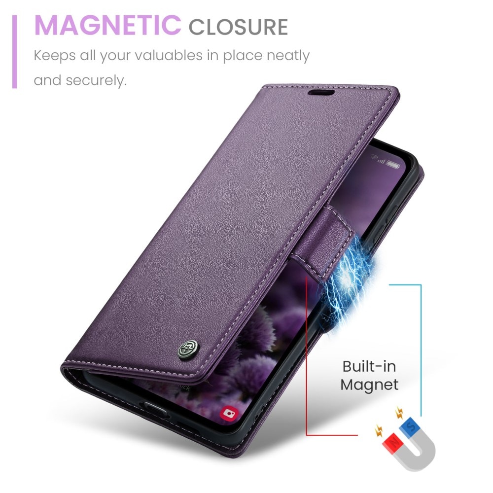 Funda delgada con solapa anti-RFID Samsung Galaxy A55 Púrpura
