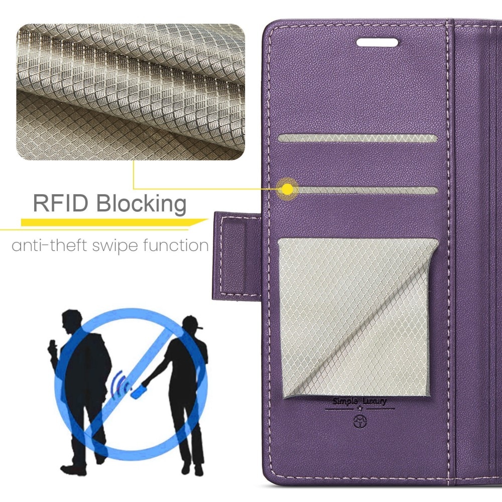 Funda delgada con solapa anti-RFID Samsung Galaxy A55 Púrpura