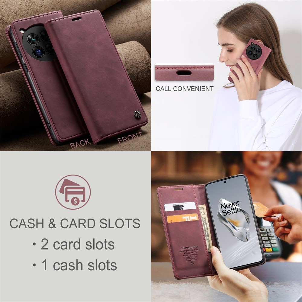 Funda delgada con solapa  OnePlus 12 Rojo