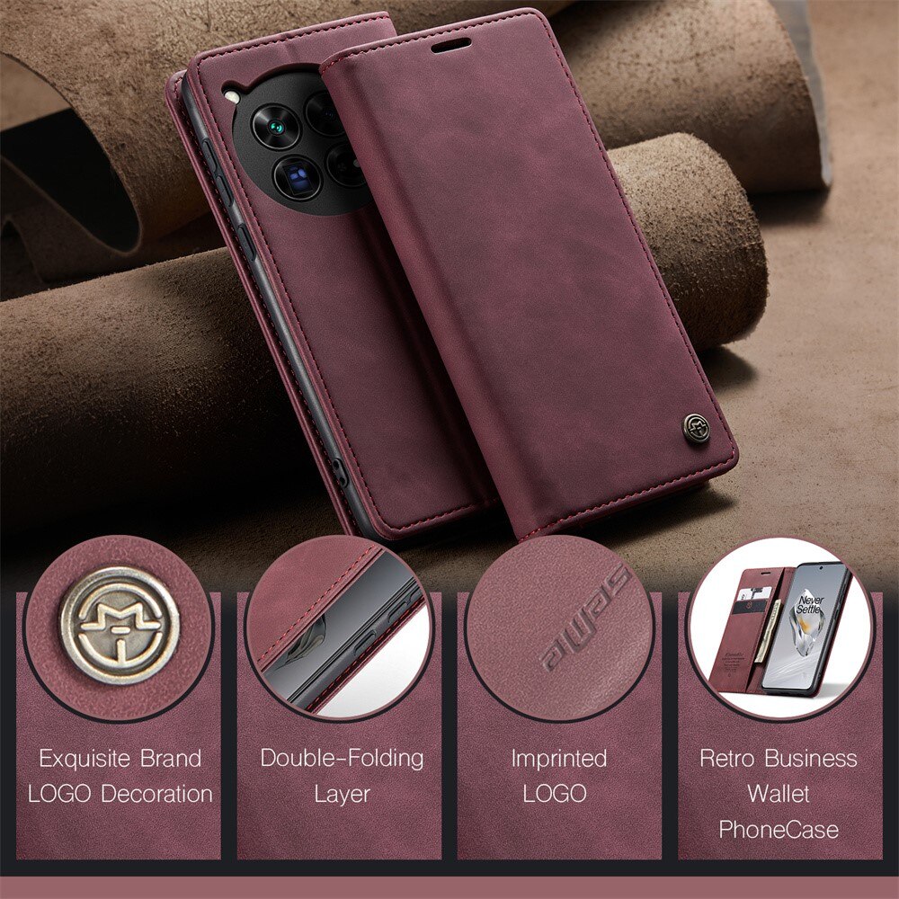 Funda delgada con solapa  OnePlus 12 Rojo
