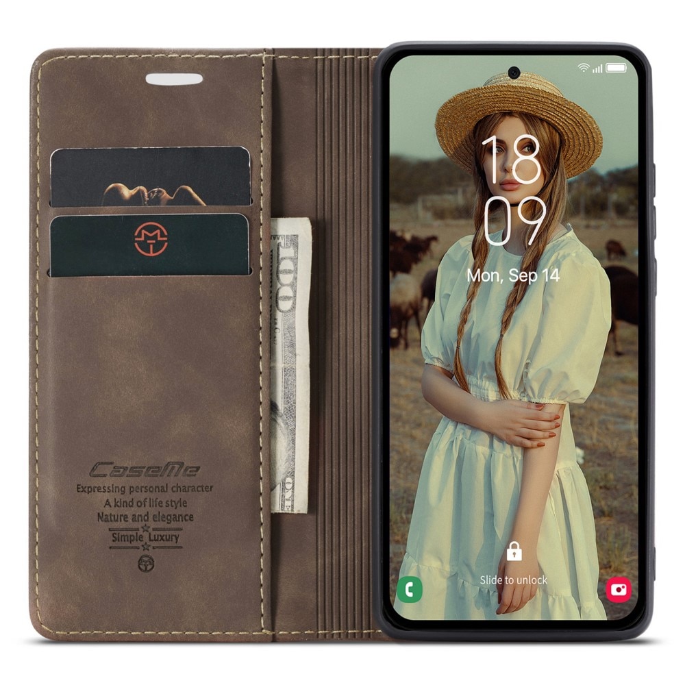 Funda delgada con solapa Samsung Galaxy A55 marrón