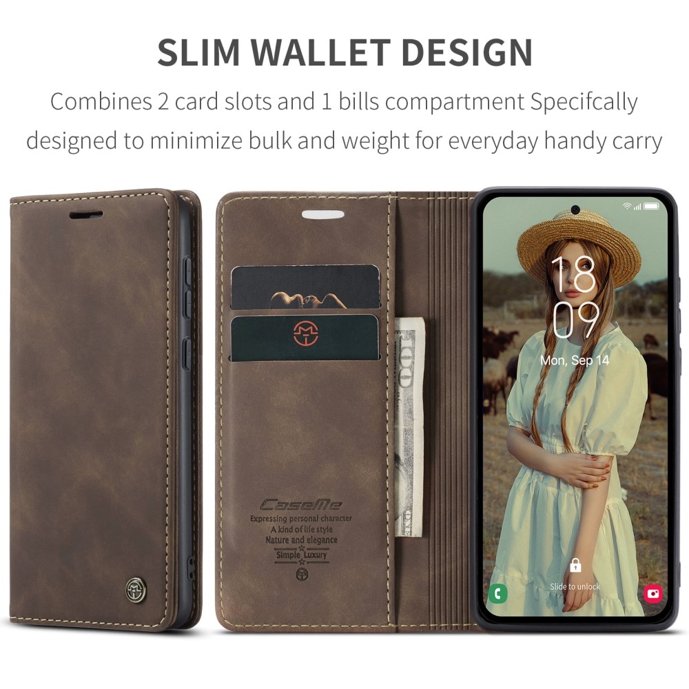 Funda delgada con solapa Samsung Galaxy A55 Marrón