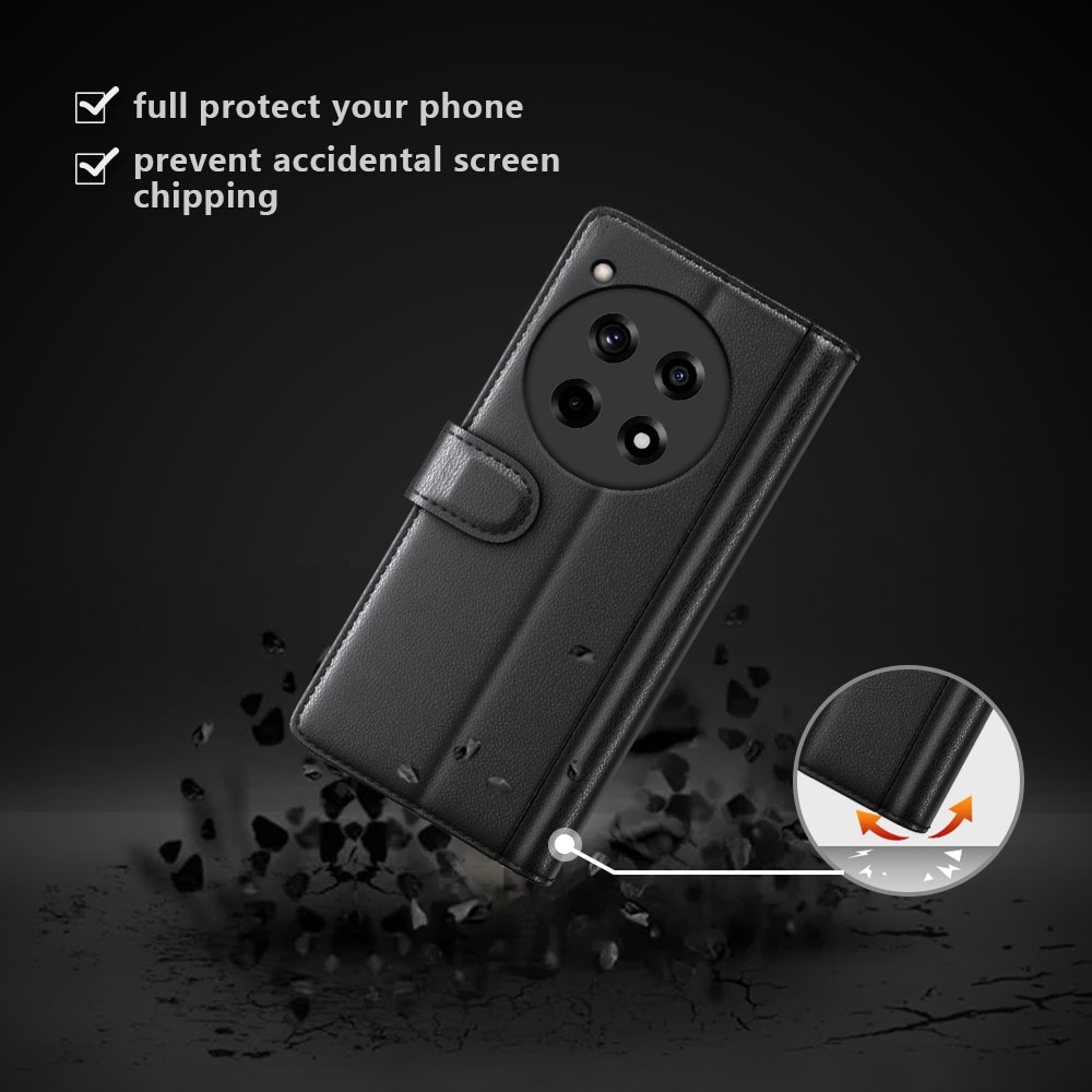 Funda de cuero genuino  OnePlus 12R, Negro
