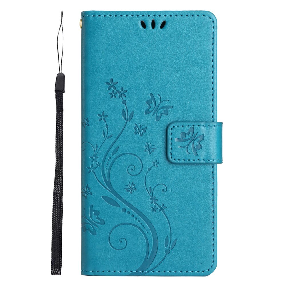 Funda de Cuero con Mariposas Xiaomi Redmi 13C, Azul