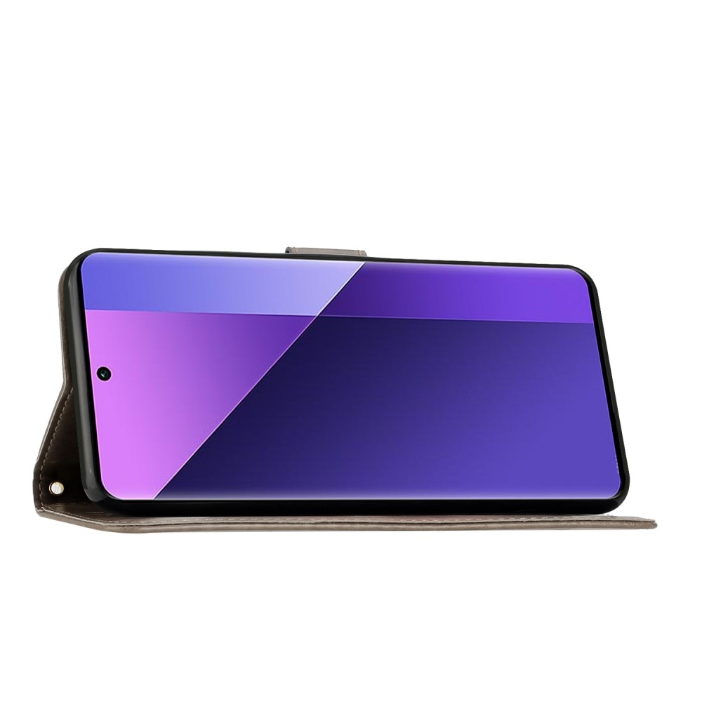 Funda de Cuero con Mariposas Xiaomi Redmi 13C, Gris