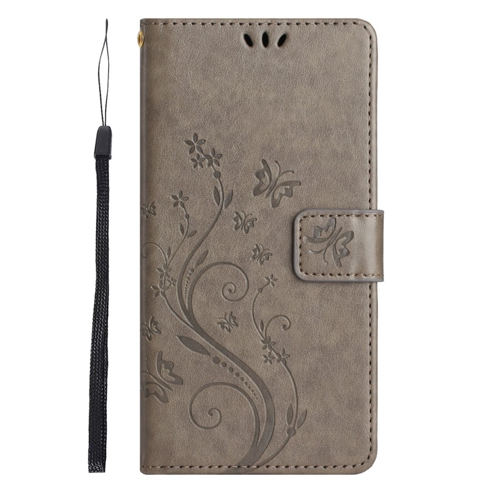 Funda de Cuero con Mariposas Xiaomi Redmi 13C, Gris