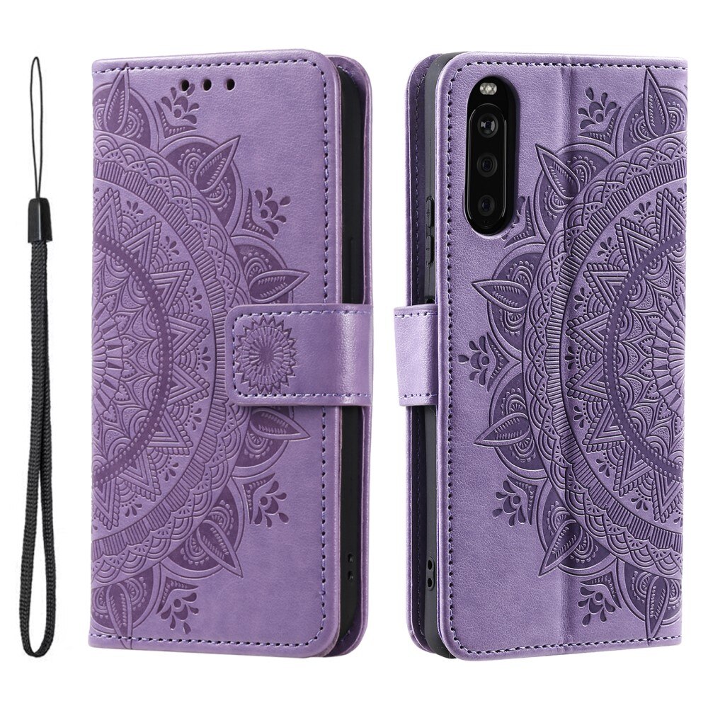 Funda de Cuero Mandala Sony Xperia 10 VI violeta