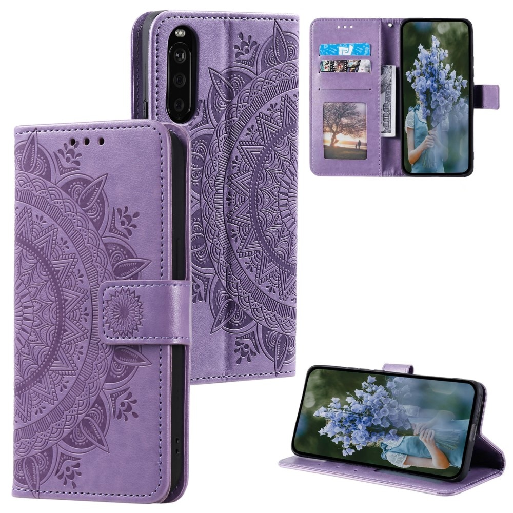 Funda de Cuero Mandala Sony Xperia 10 VI violeta