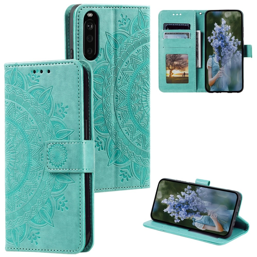 Funda de Cuero Mandala Sony Xperia 10 VI verde