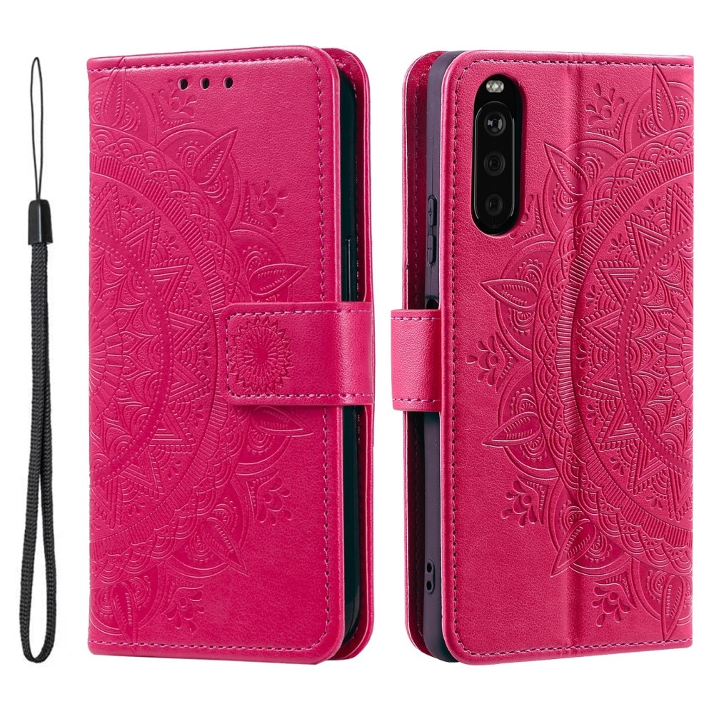 Funda de Cuero Mandala Sony Xperia 10 VI rosado