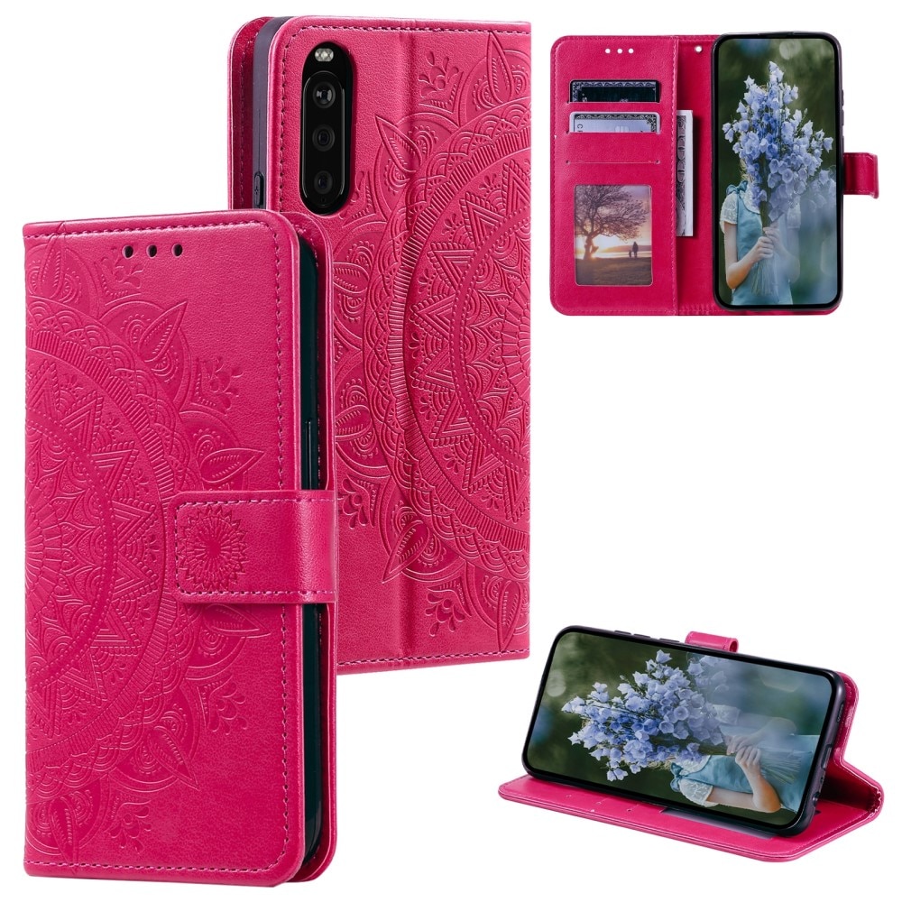 Funda de Cuero Mandala Sony Xperia 10 VI rosado