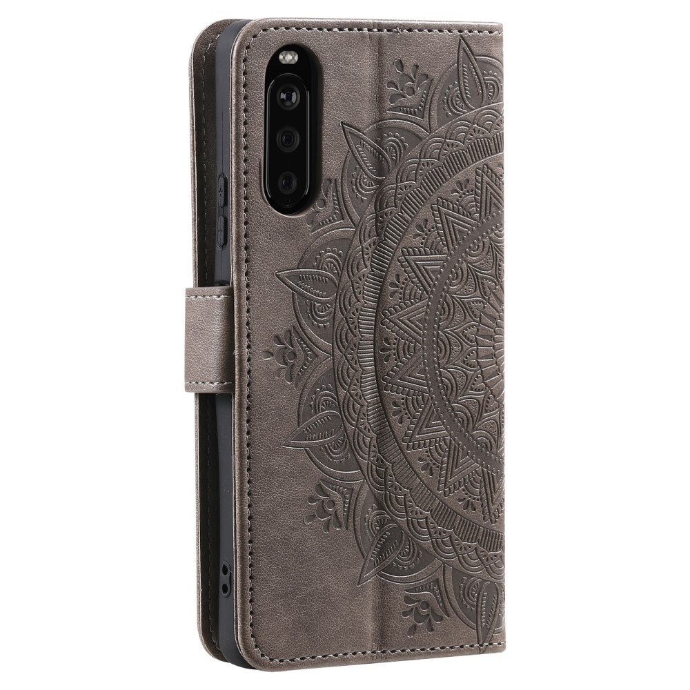 Funda de Cuero Mandala Sony Xperia 10 VI gris