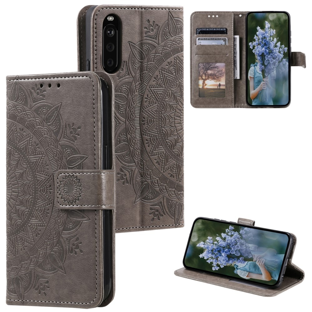 Funda de Cuero Mandala Sony Xperia 10 VI gris