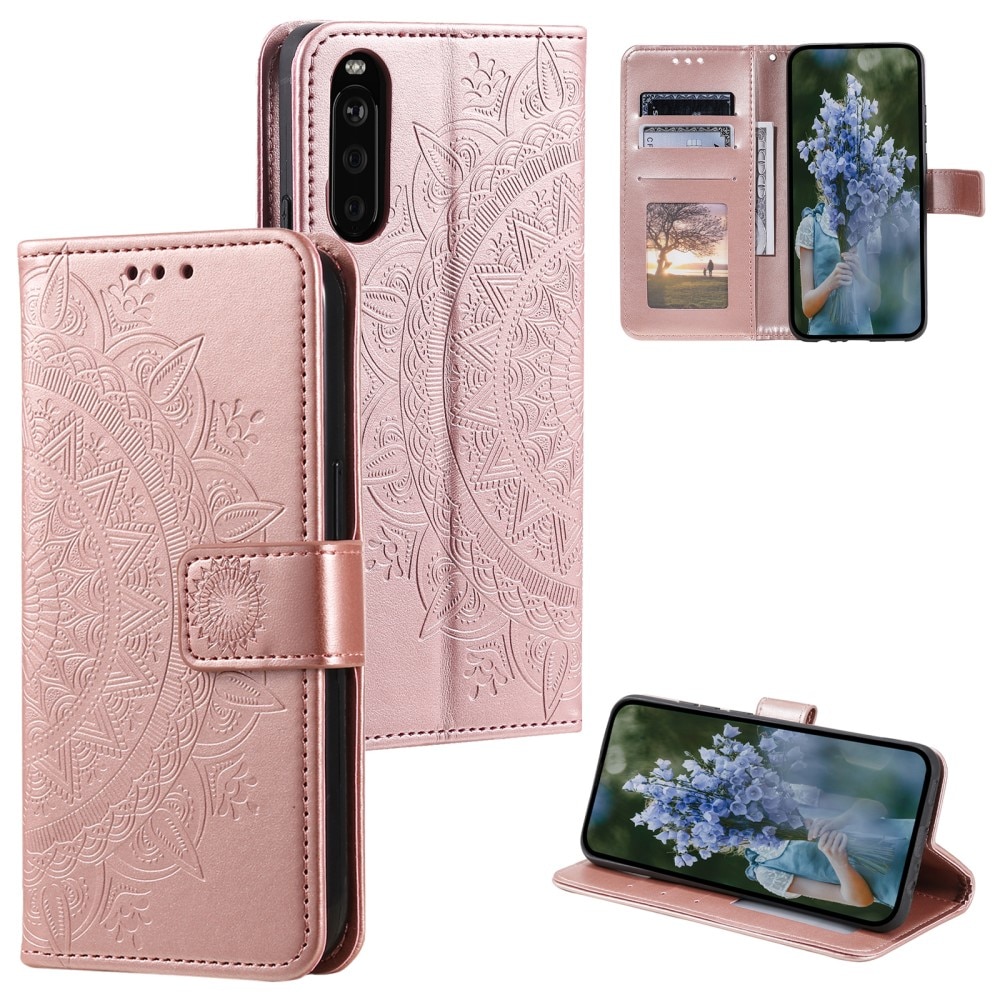 Funda de Cuero Mandala Sony Xperia 10 VI oro rosa