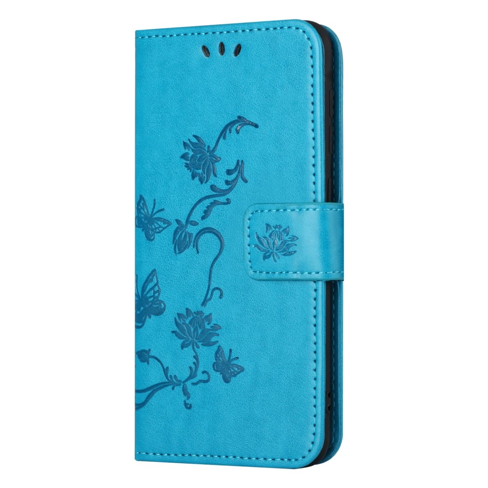 Funda de Cuero con Mariposas Motorola Moto G24, azul