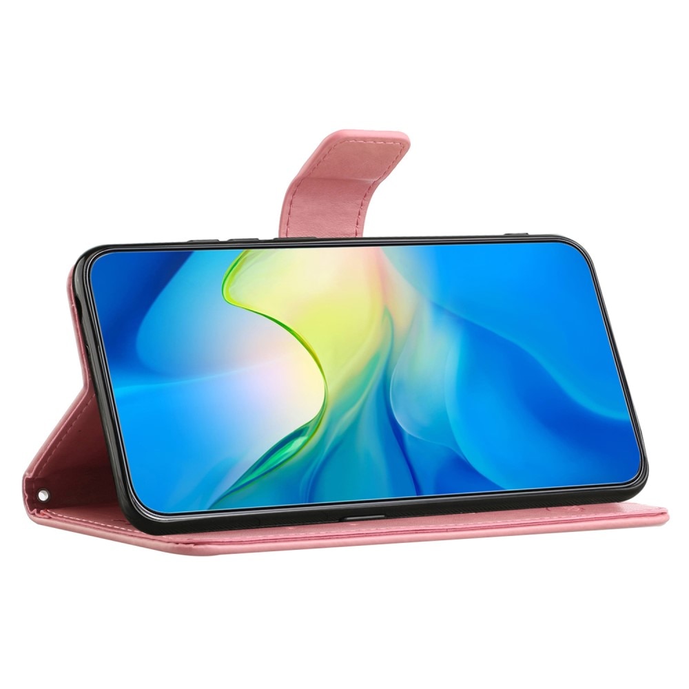 Funda de Cuero con Mariposas Motorola Moto G04, Rosa