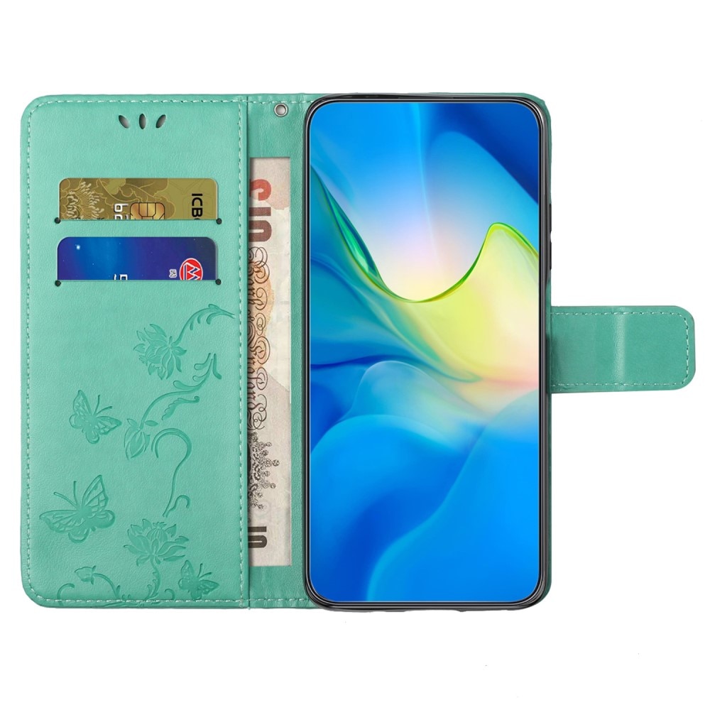 Funda de Cuero con Mariposas Motorola Moto G24 Power, Verde