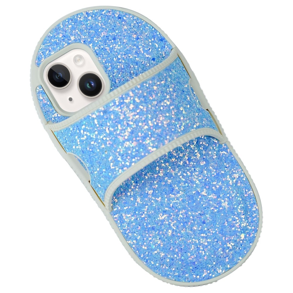 Funda de Pantufla Brillantina iPhone 13, azul