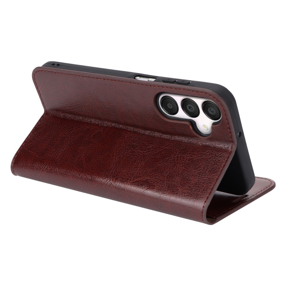 Funda cartera de cuero genuino Samsung Galaxy A15 Marrón oscuro