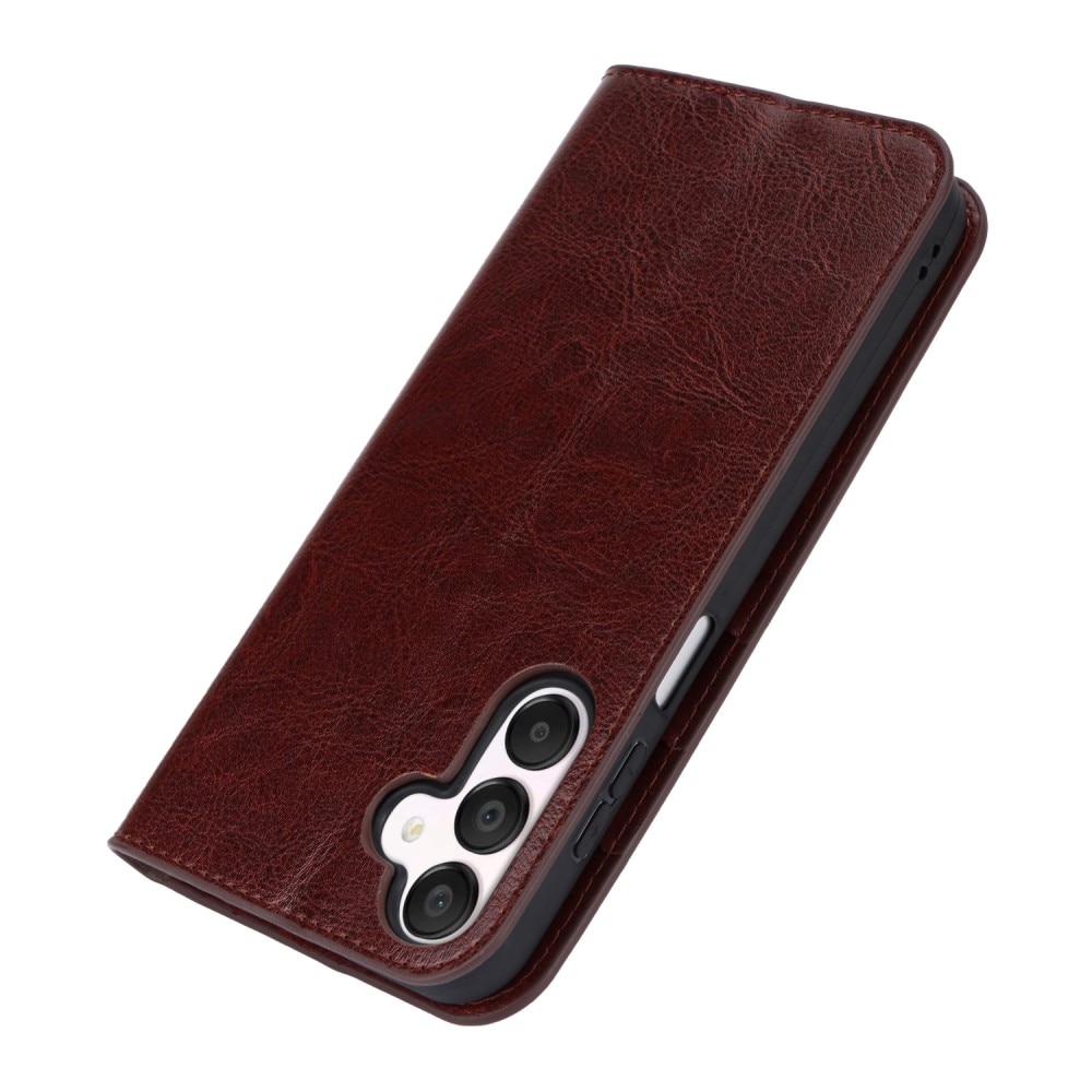 Funda cartera de cuero genuino Samsung Galaxy A15 Marrón oscuro