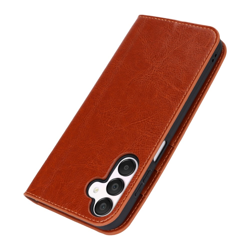 Funda cartera de cuero genuino Samsung Galaxy A15 Marrón