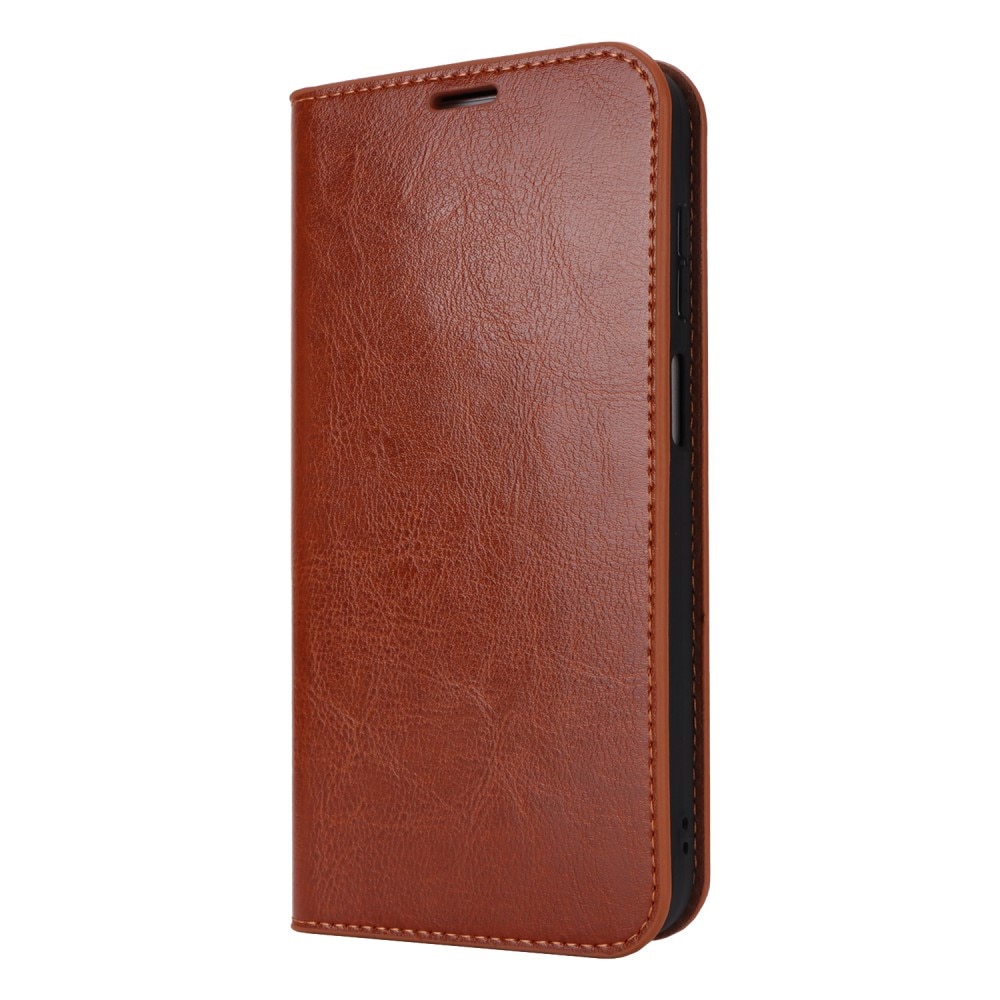 Funda cartera de cuero genuino Samsung Galaxy A15 Marrón