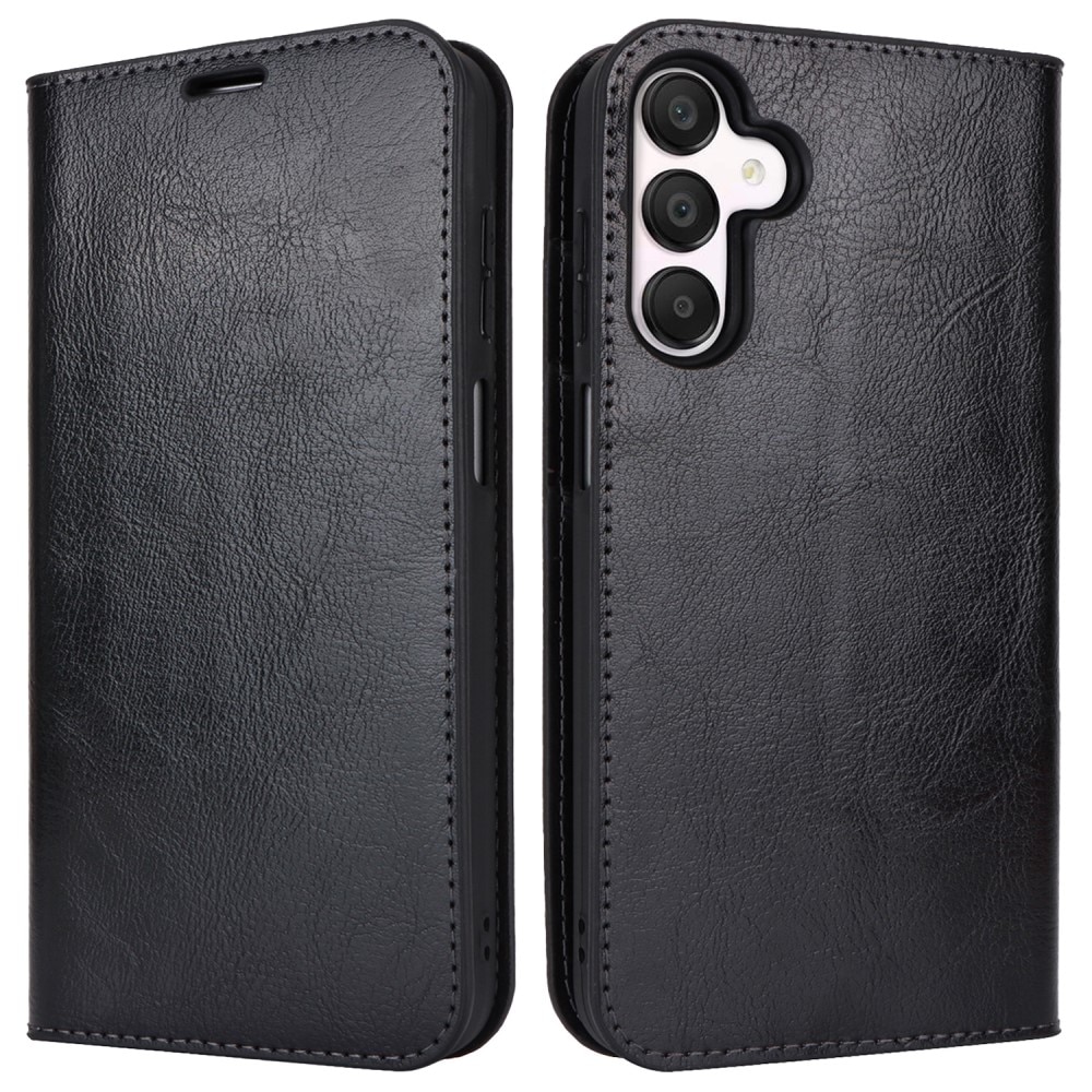 Funda cartera de cuero genuino Samsung Galaxy A15 negro