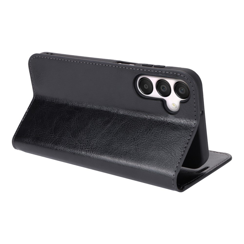 Funda cartera de cuero genuino Samsung Galaxy A15 Negro