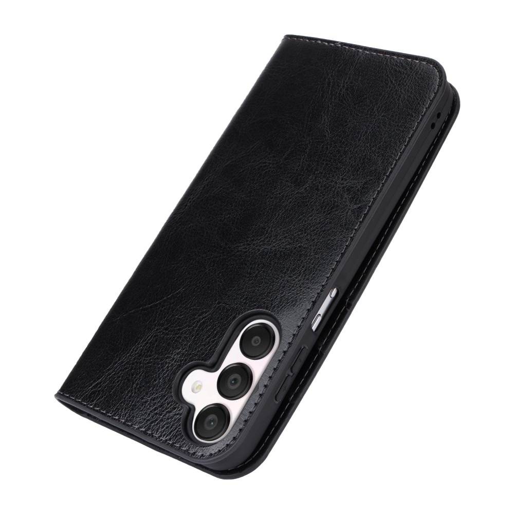 Funda cartera de cuero genuino Samsung Galaxy A15 Negro