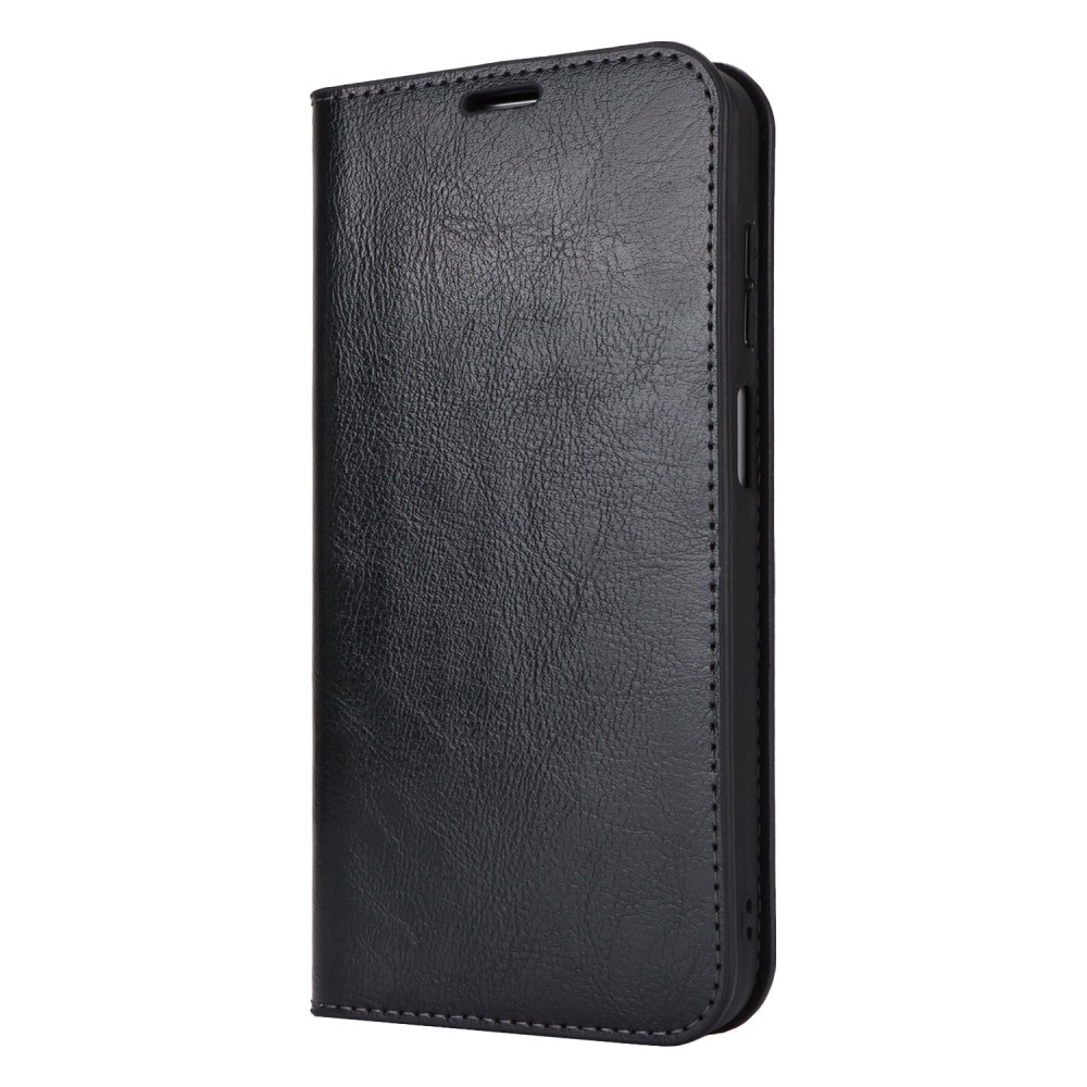 Funda cartera de cuero genuino Samsung Galaxy A15 Negro