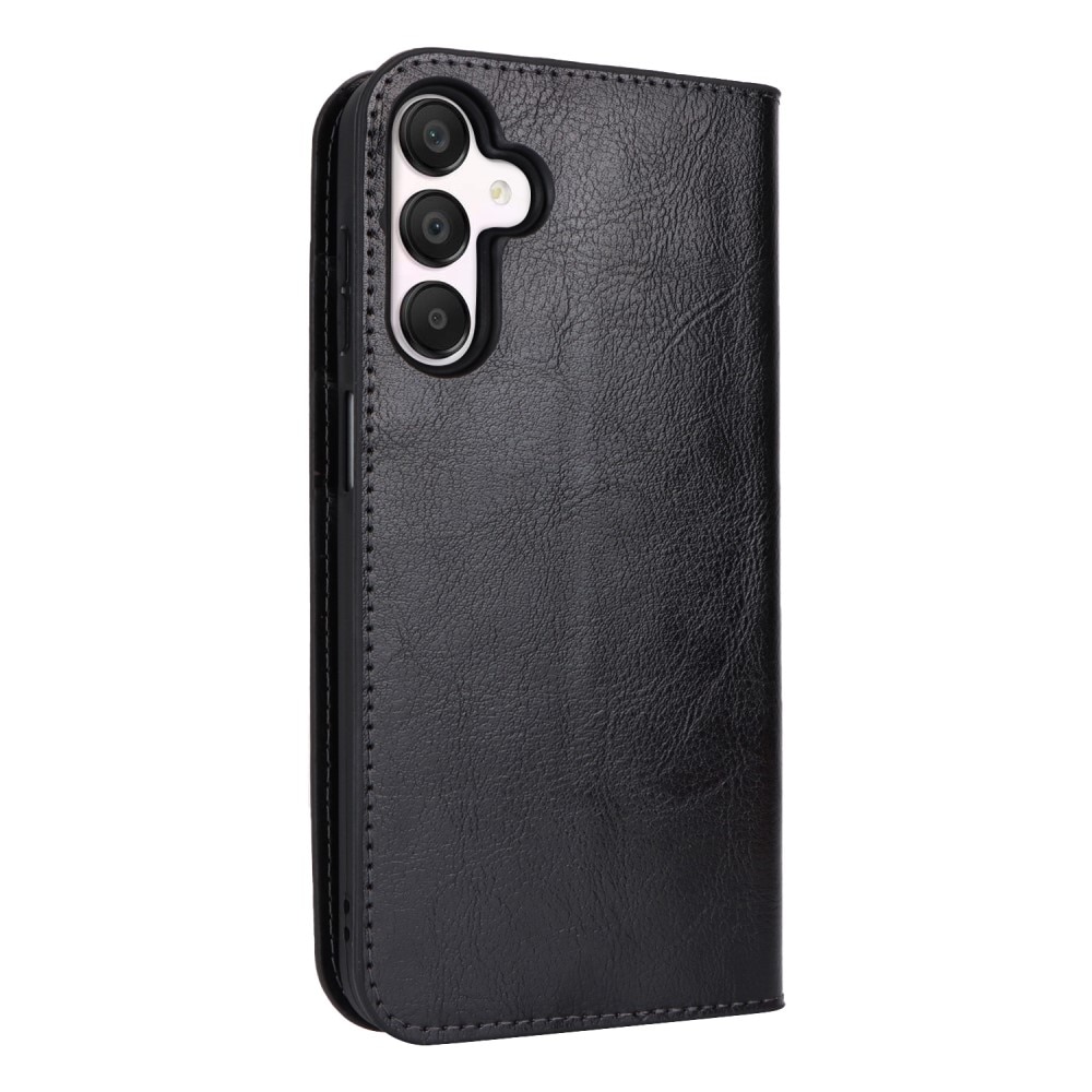 Funda cartera de cuero genuino Samsung Galaxy A15 negro