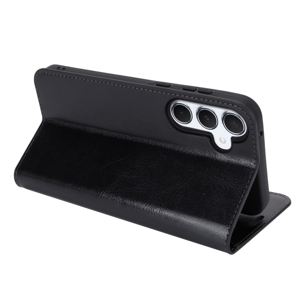 Funda cartera de cuero genuino Samsung Galaxy A55 Negro