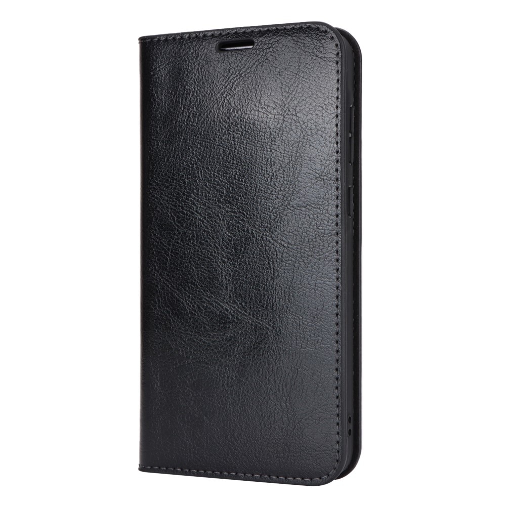 Funda cartera de cuero genuino Samsung Galaxy A55 negro