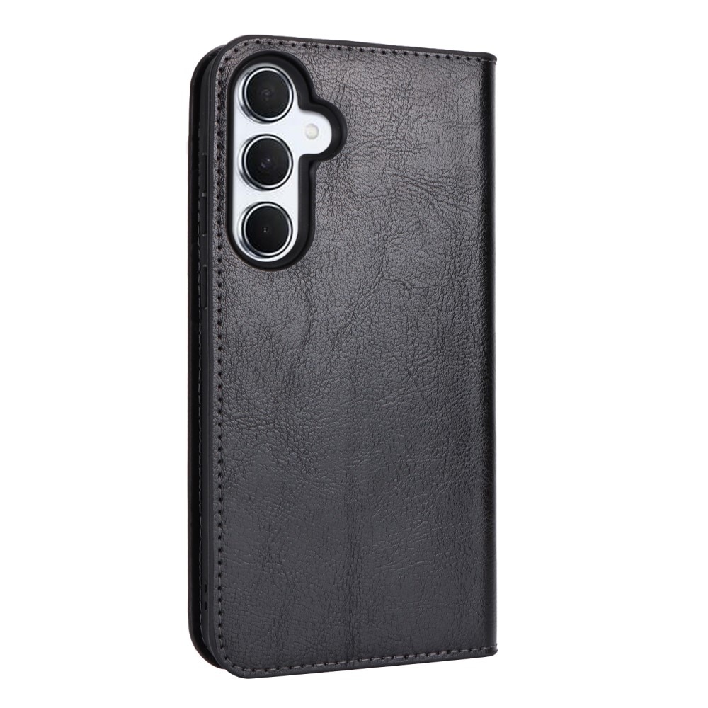 Funda cartera de cuero genuino Samsung Galaxy A55 Negro