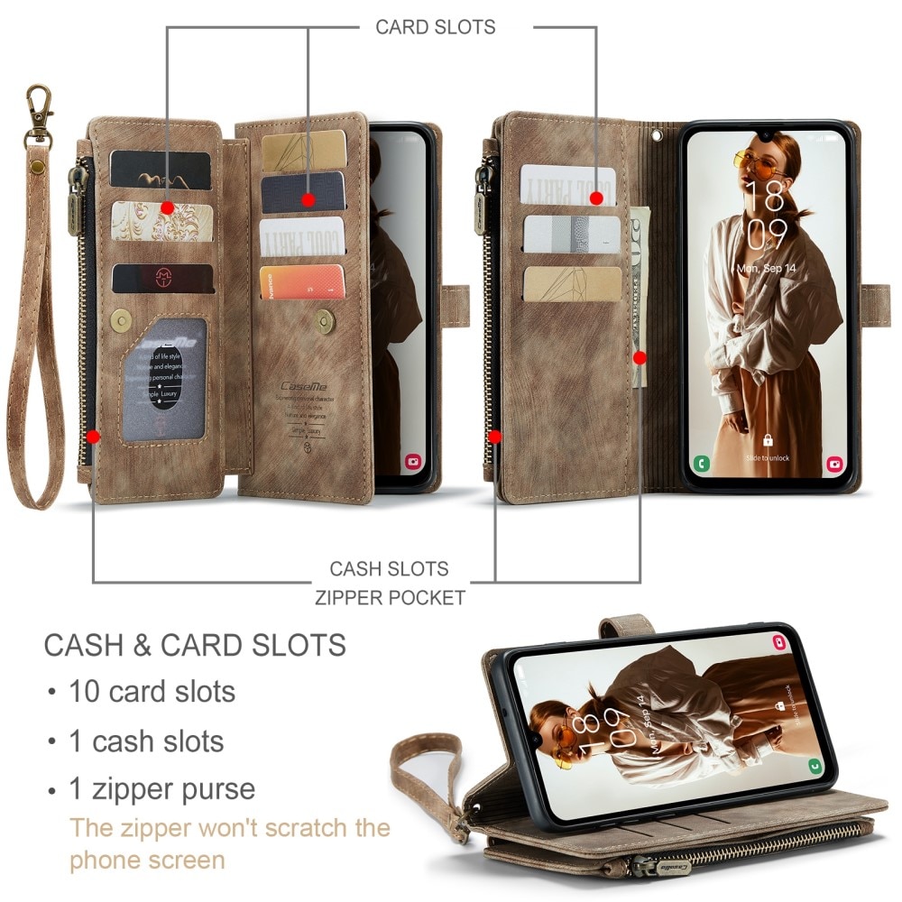 Cartera Zipper Samsung Galaxy A15 Marrón