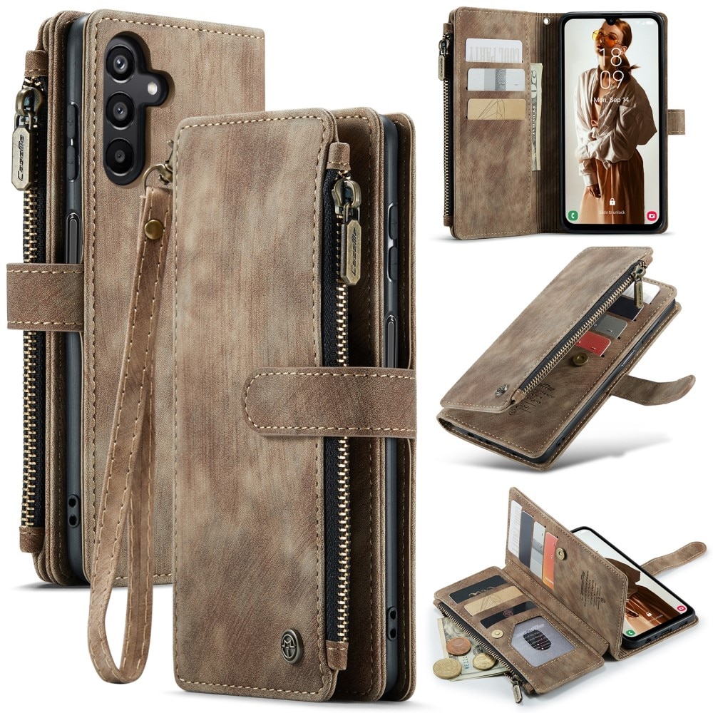 Cartera Zipper Samsung Galaxy A15 marrón