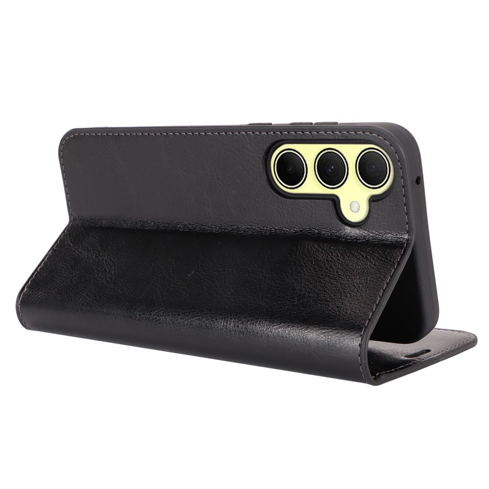 Funda cartera de cuero genuino Samsung Galaxy A35 Negro