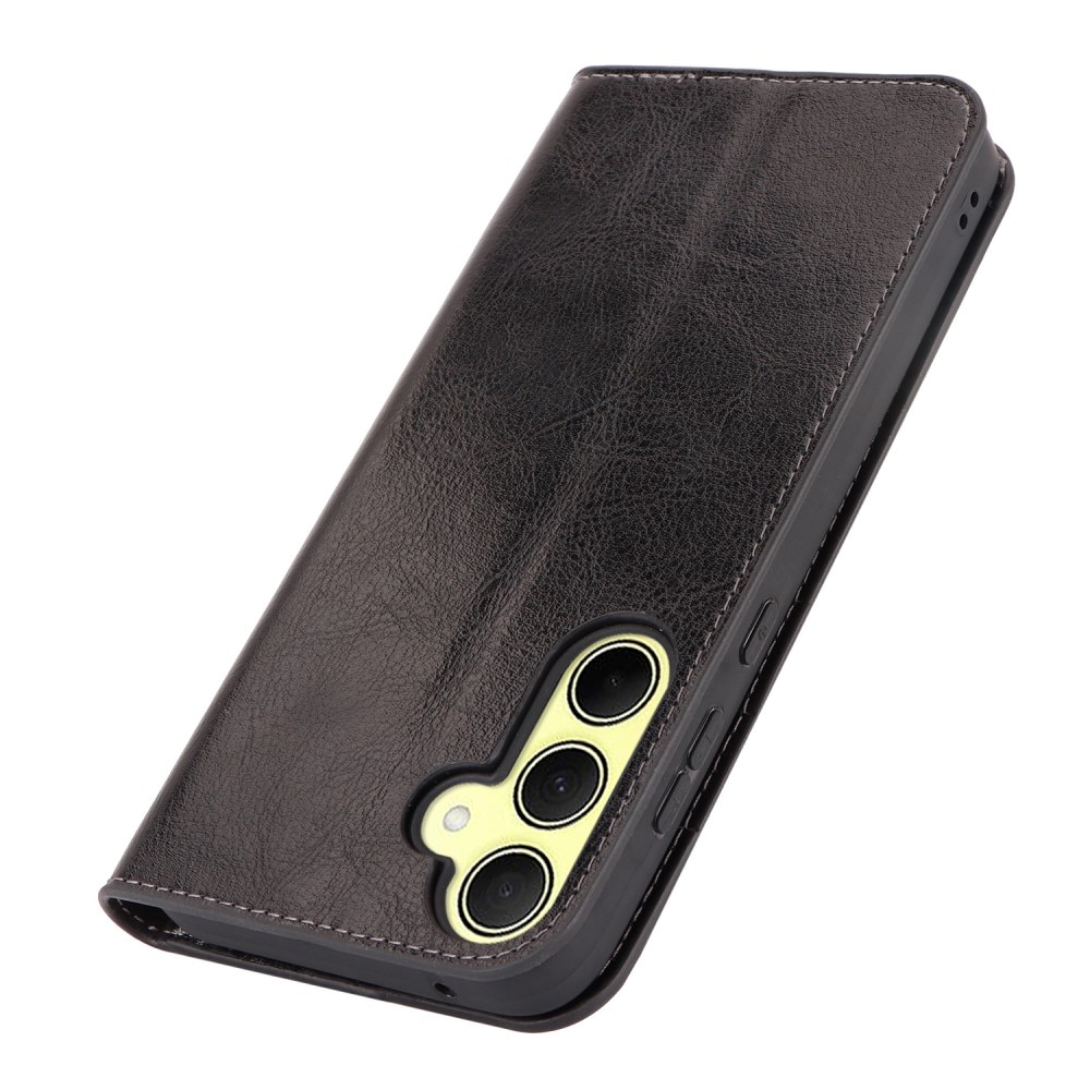 Funda cartera de cuero genuino Samsung Galaxy A35 Negro