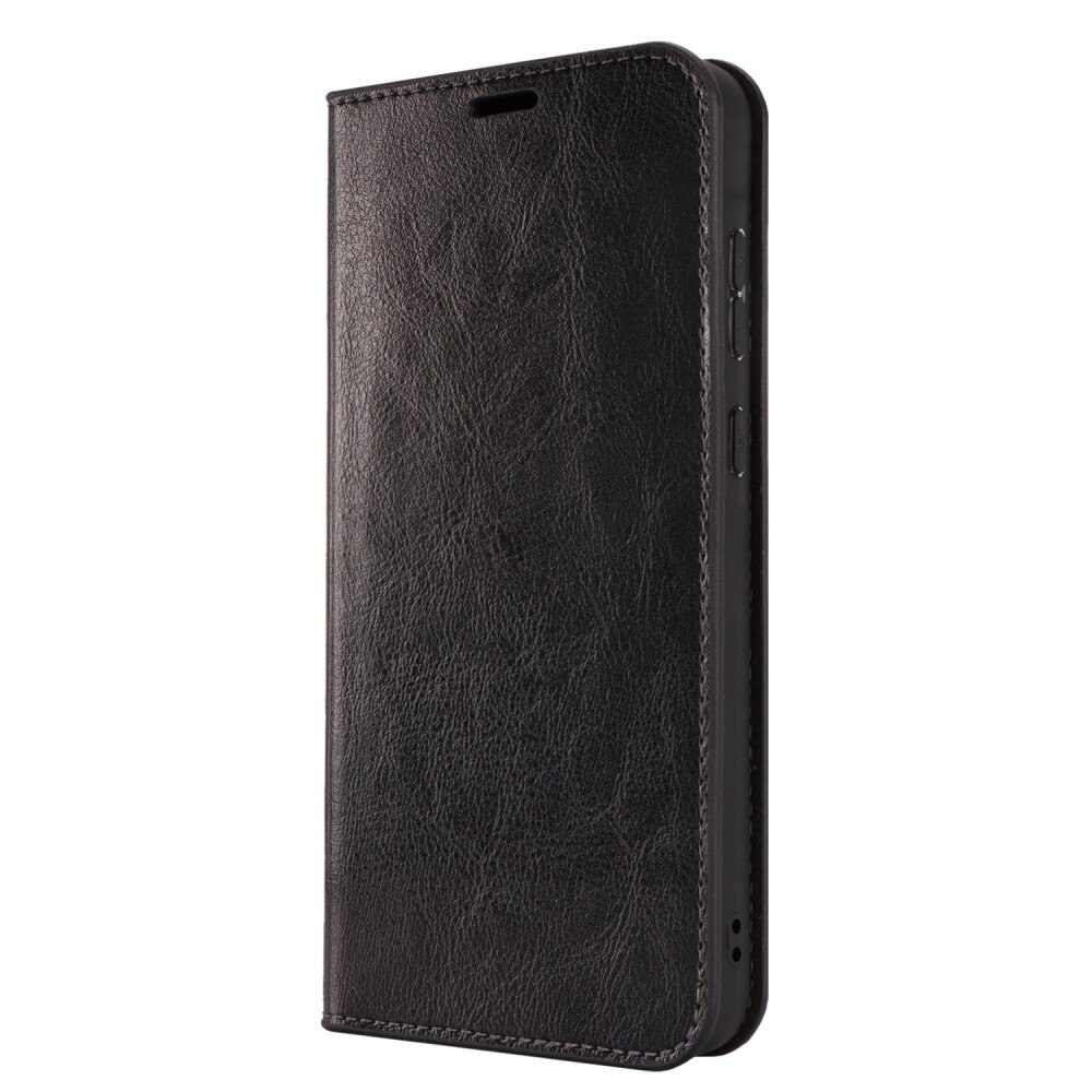Funda cartera de cuero genuino Samsung Galaxy A35 Negro
