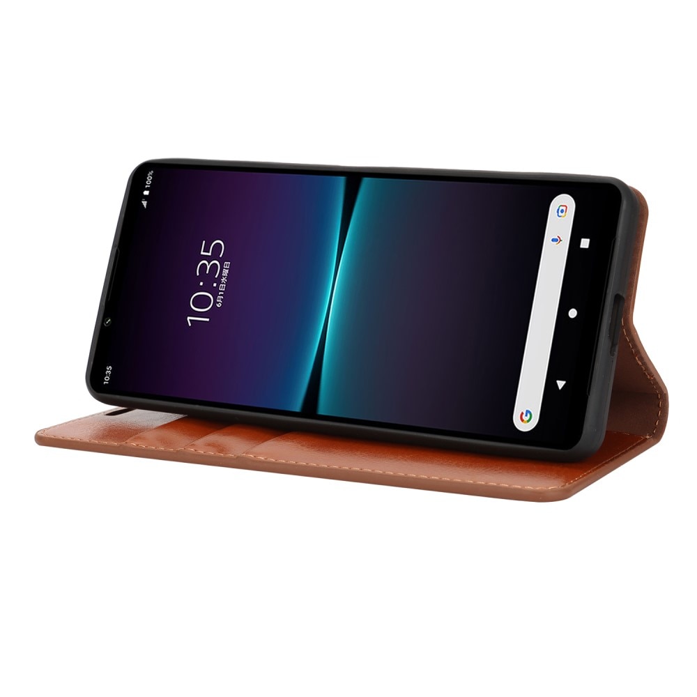 Funda cartera de cuero genuino Sony Xperia 1 VI Marrón
