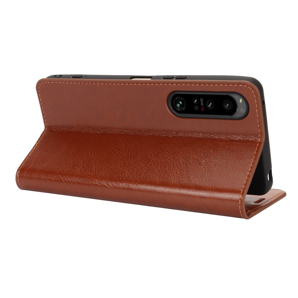 Funda cartera de cuero genuino Sony Xperia 1 VI Marrón