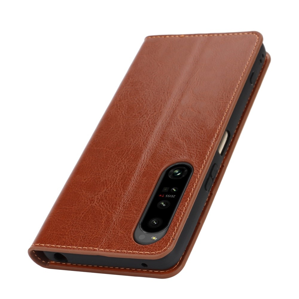 Funda cartera de cuero genuino Sony Xperia 1 VI Marrón