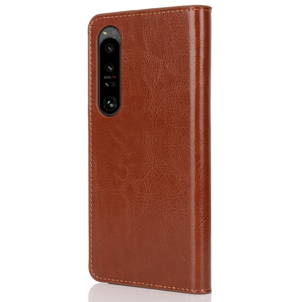 Funda cartera de cuero genuino Sony Xperia 1 VI Marrón
