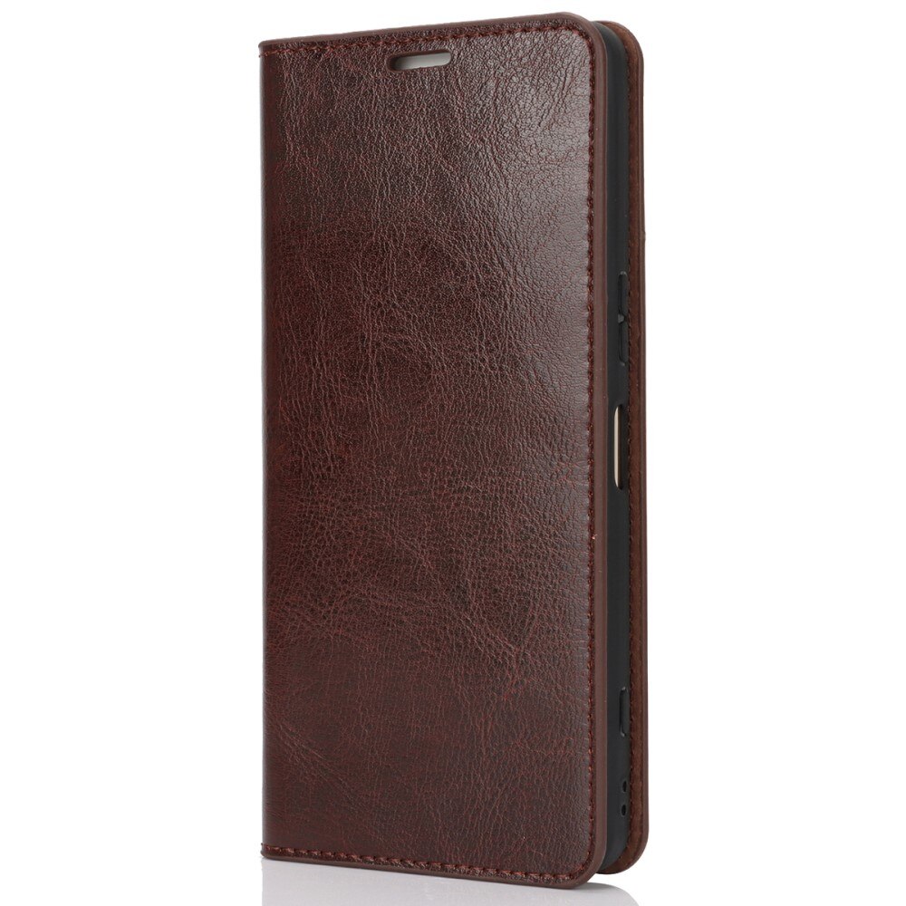 Funda cartera de cuero genuino Sony Xperia 1 VI Marrón oscuro