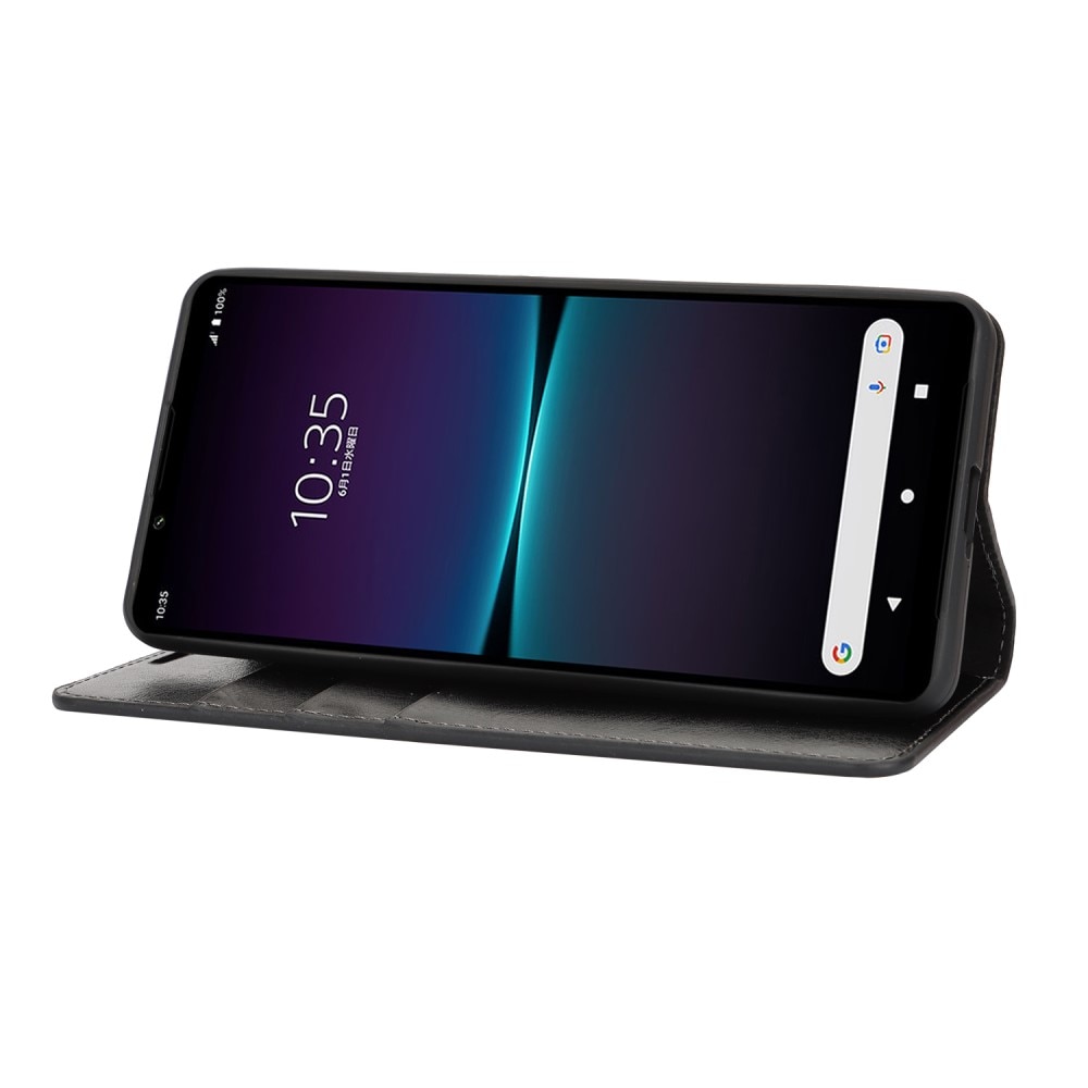 Funda cartera de cuero genuino Sony Xperia 1 VI Negro