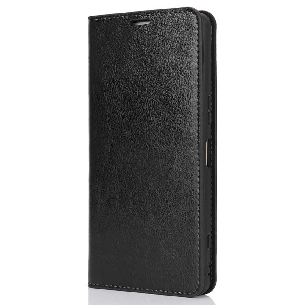 Funda cartera de cuero genuino Sony Xperia 1 VI Negro