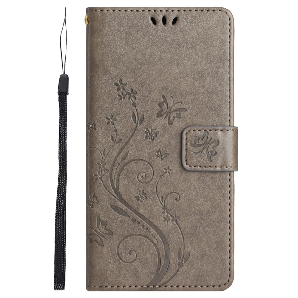 Funda de Cuero con Mariposas Sony Xperia 10 VI, Gris