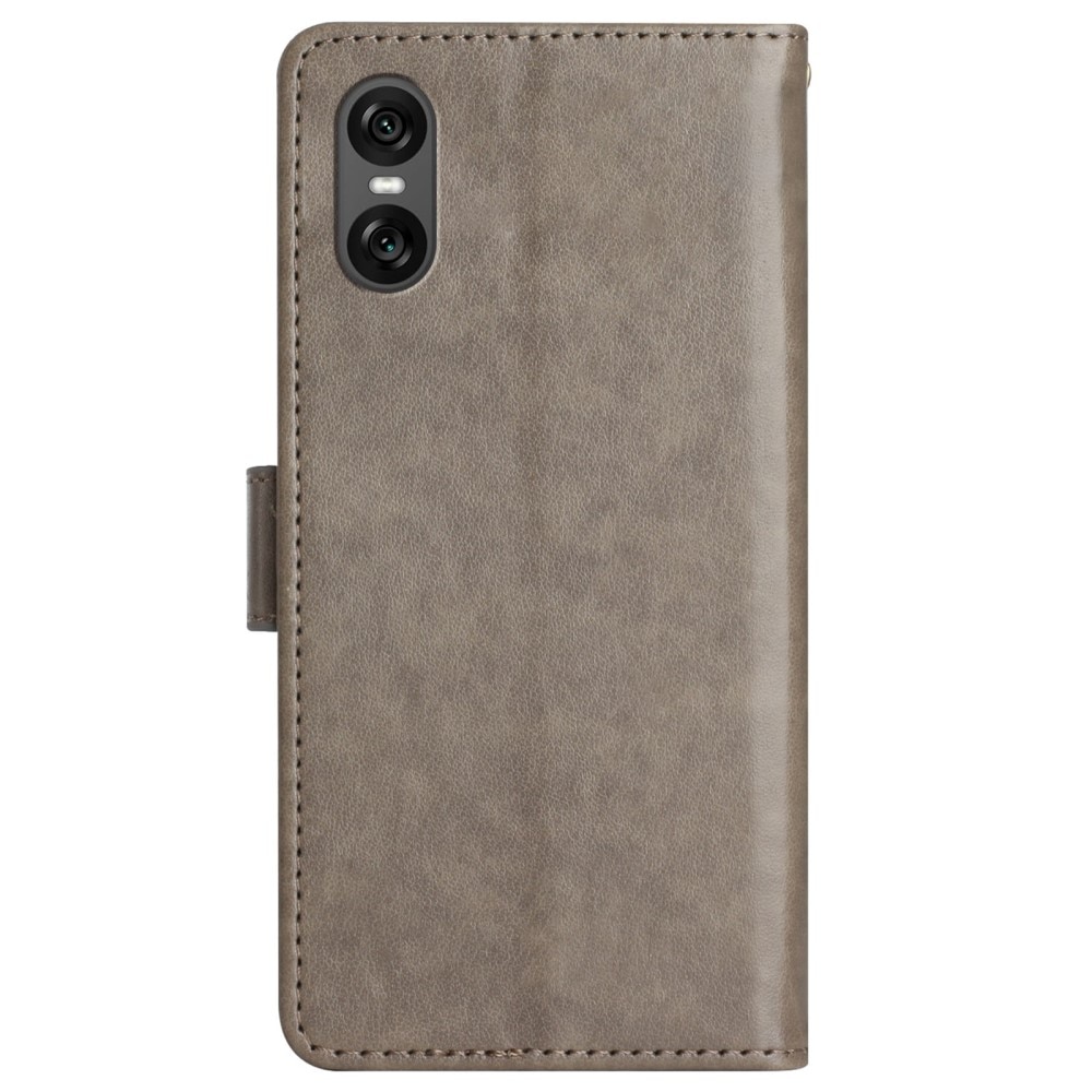 Funda de Cuero con Mariposas Sony Xperia 10 VI, Gris