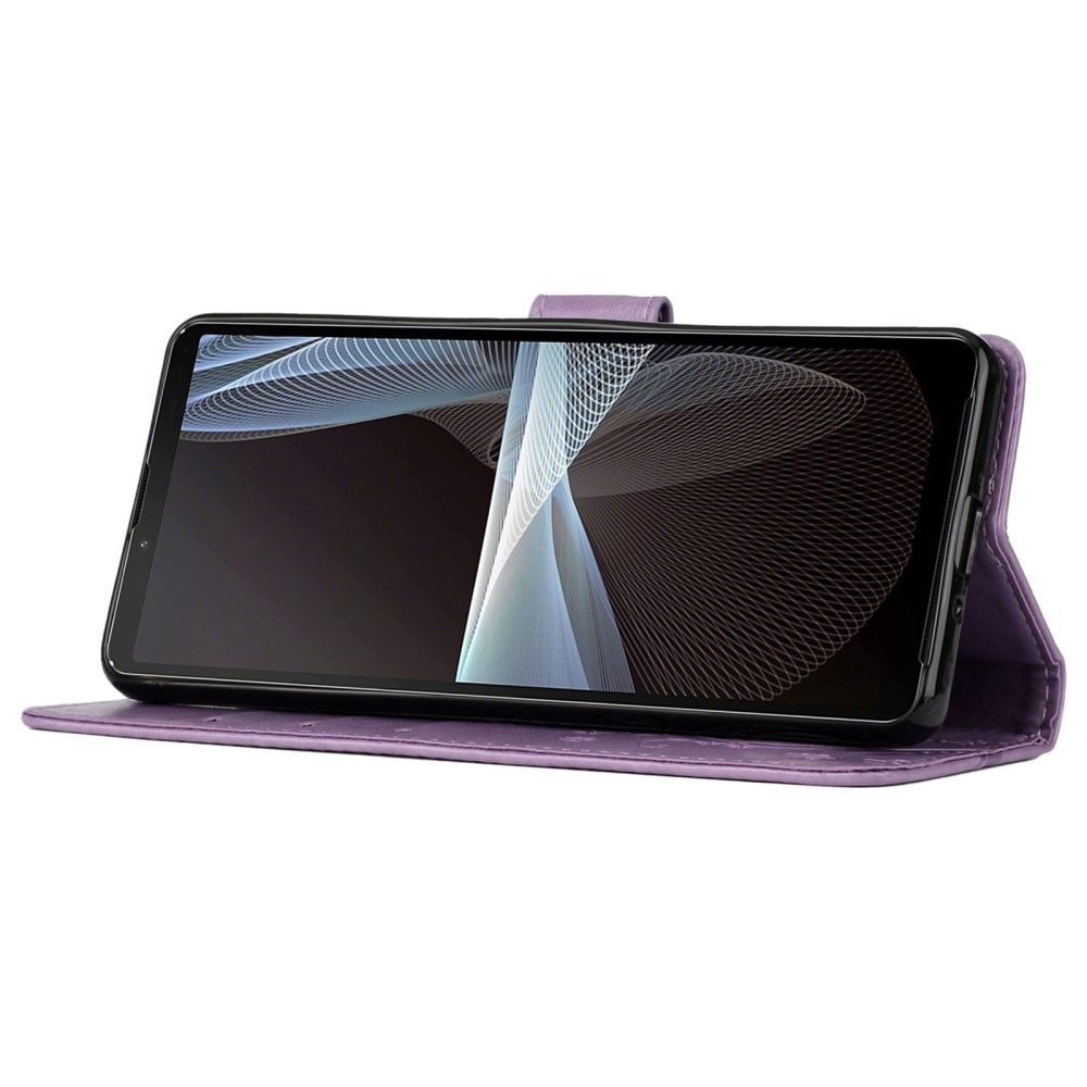 Funda de Cuero con Mariposas Sony Xperia 10 VI, Púrpura