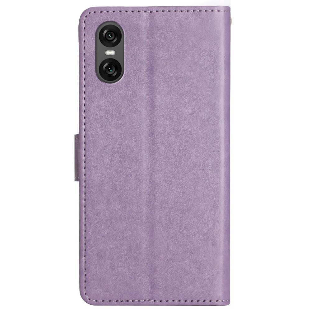 Funda de Cuero con Mariposas Sony Xperia 10 VI, Púrpura